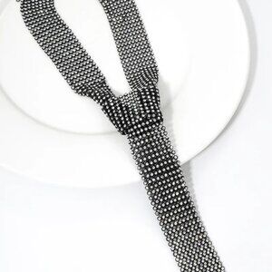2/$30 Crystal Rhinestone Mesh Tie Necklace For Women - Adjustable Chain New